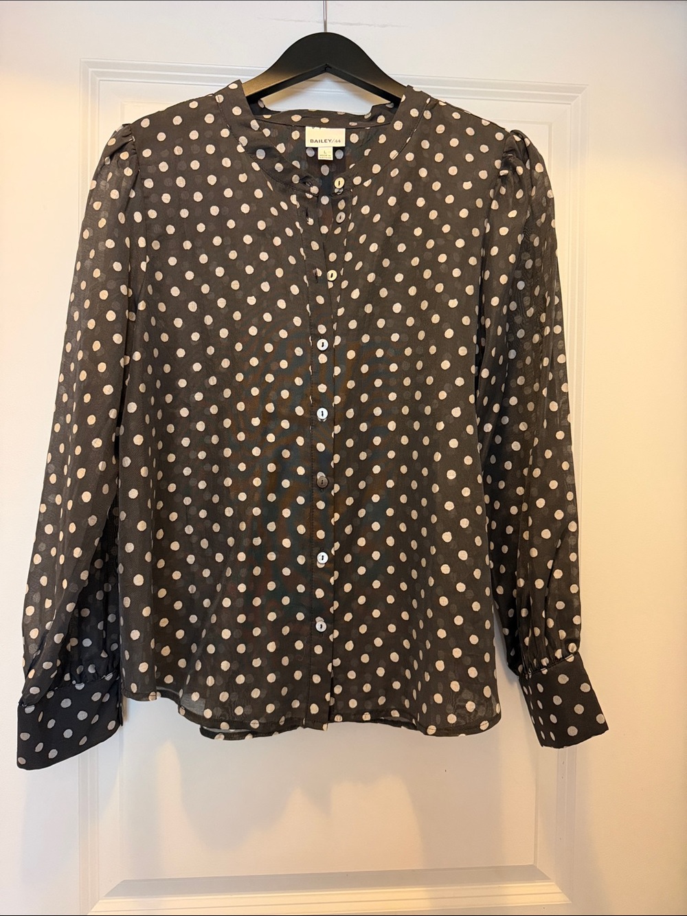 Bailey 44 Black and White Polka Dot Button-Front Blouse